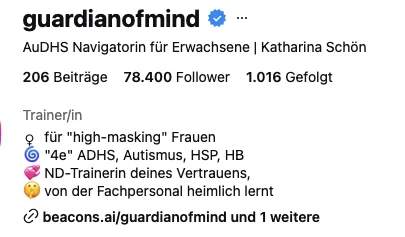 Instagram-Profil guardianofmind: 78.400 Follower