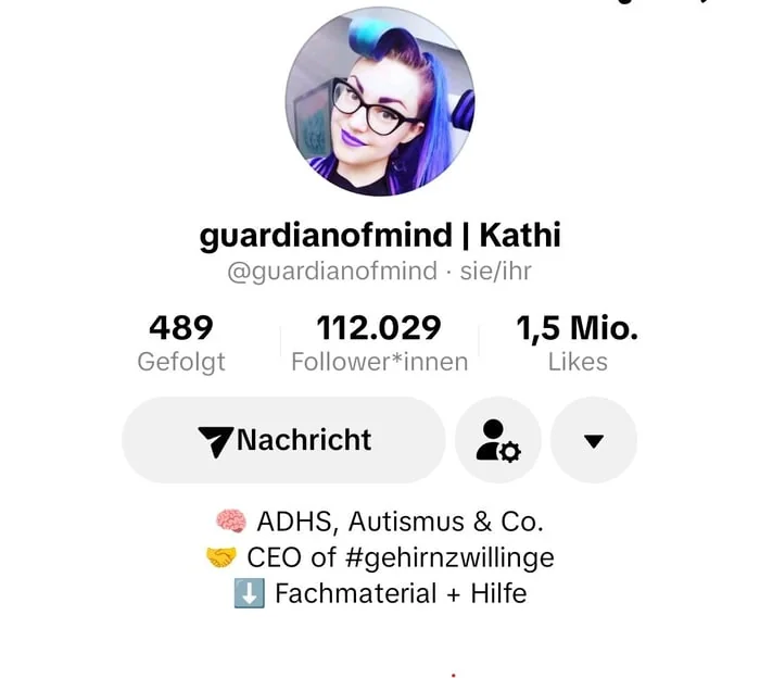 TikTok-Profil guardianofmind: 112.029 Follower und 1,5 Millionen Likes